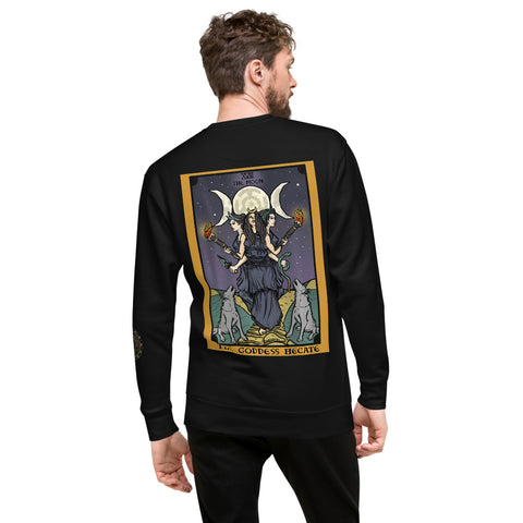 The Goddess Hecate Tarot Card Triple Moon Wiccan Pagan Witch Unisex Fleece Pullover