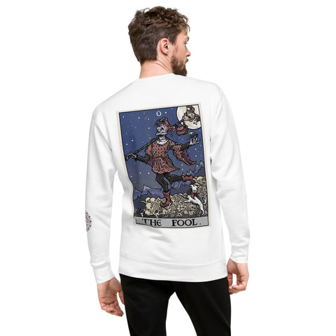 The Fool Tarot Card Jester Pagan Unisex Fleece Pullover